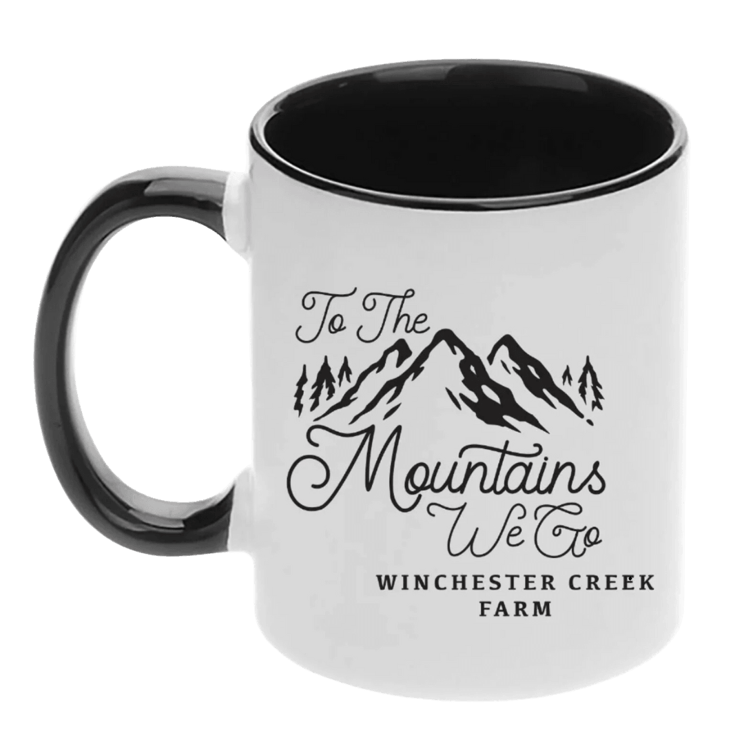 Winchester Creek Farm Mountains Coffee Mug White & Black 11 oz