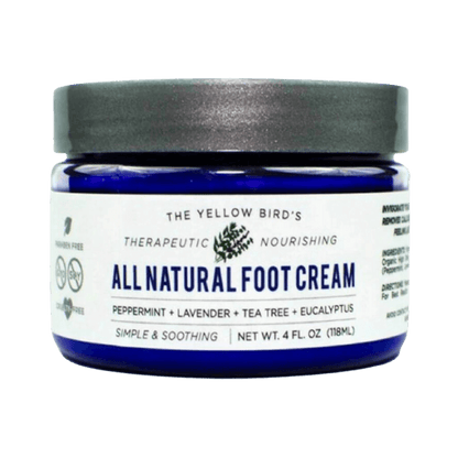 Container with label of all natural foot cream-Winchester Creek Farm