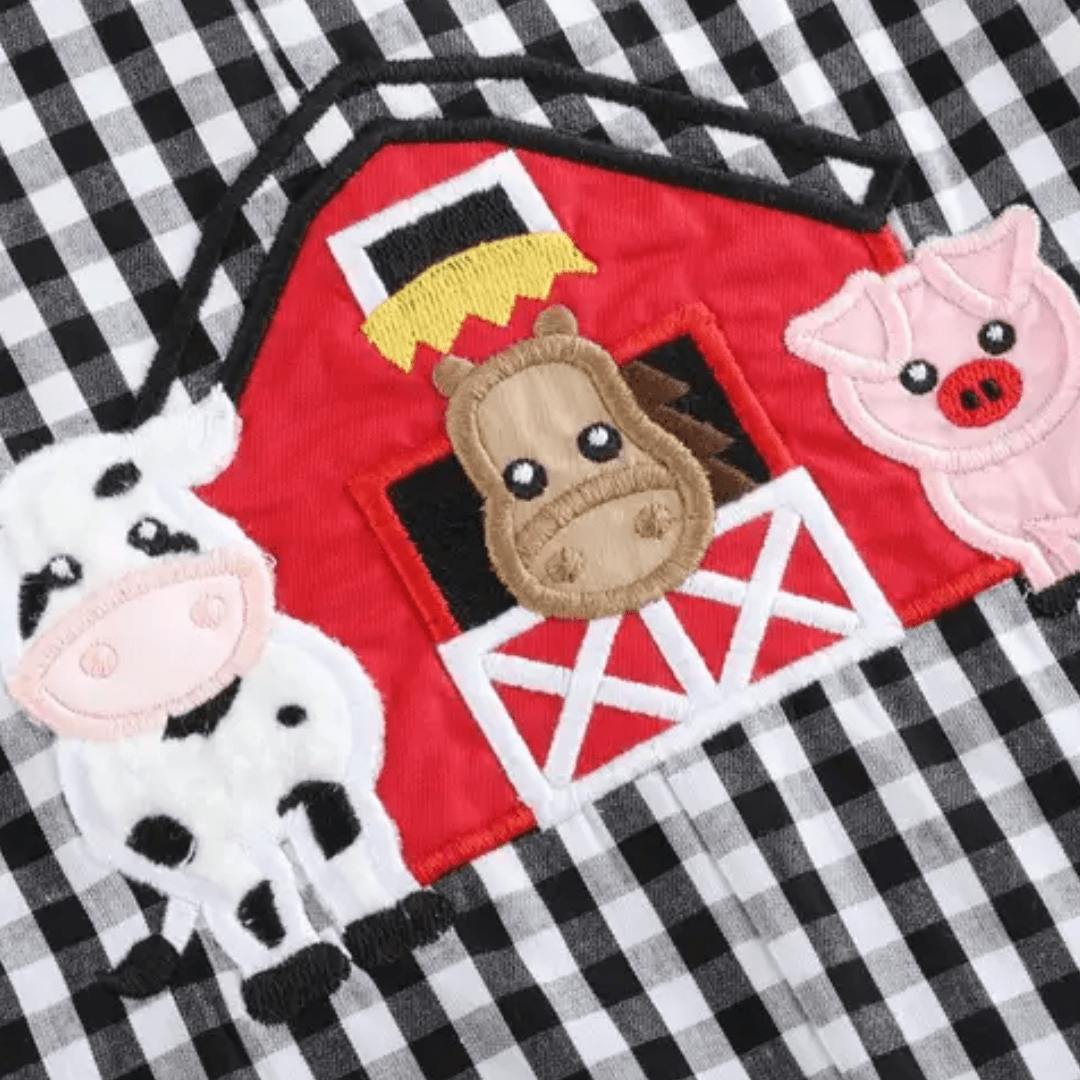 Black and white checkered children's overalls-Winchester Creek Farms