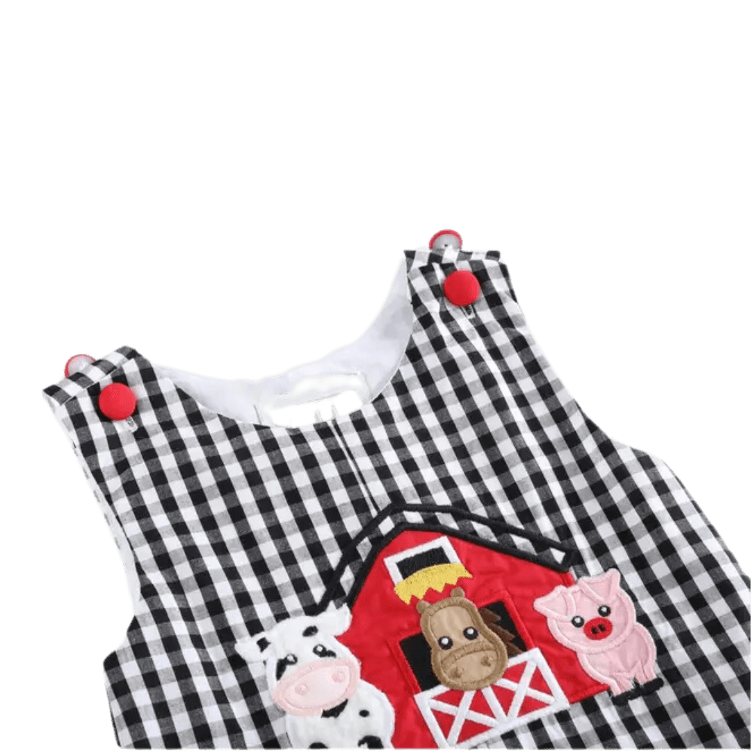 Black and white checkered children's overalls-Winchester Creek Farms