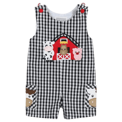 Black and white checkered children's overalls-Winchester Creek Farms