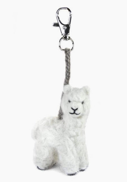 Alpaca Needle Felted Pearl Keychain