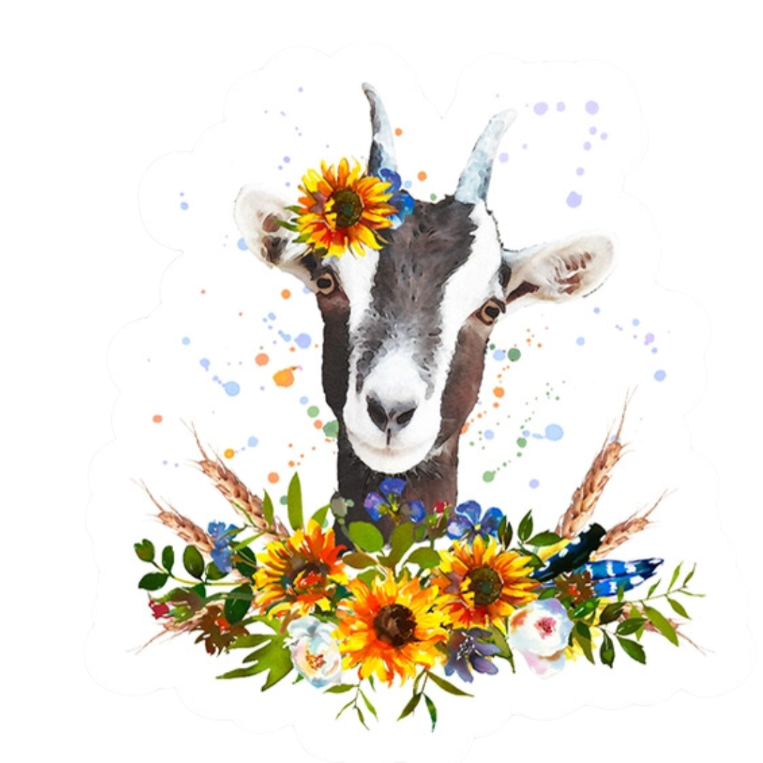 Floral Goat Vinyl Sticker