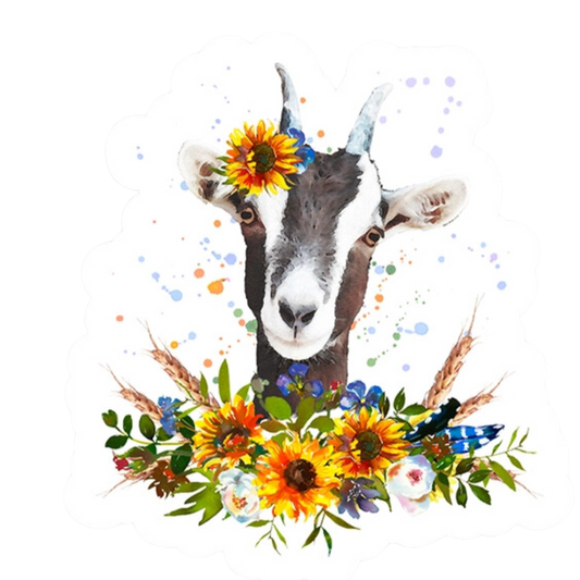 Floral Goat Vinyl Sticker