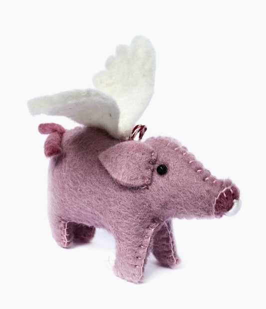 Flying Pig Felt Wool Christmas Ornament