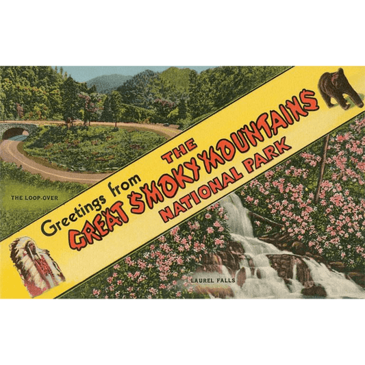 Greetings From Smoky Mountains- The Loop-Over and Laurel Falls Postcard