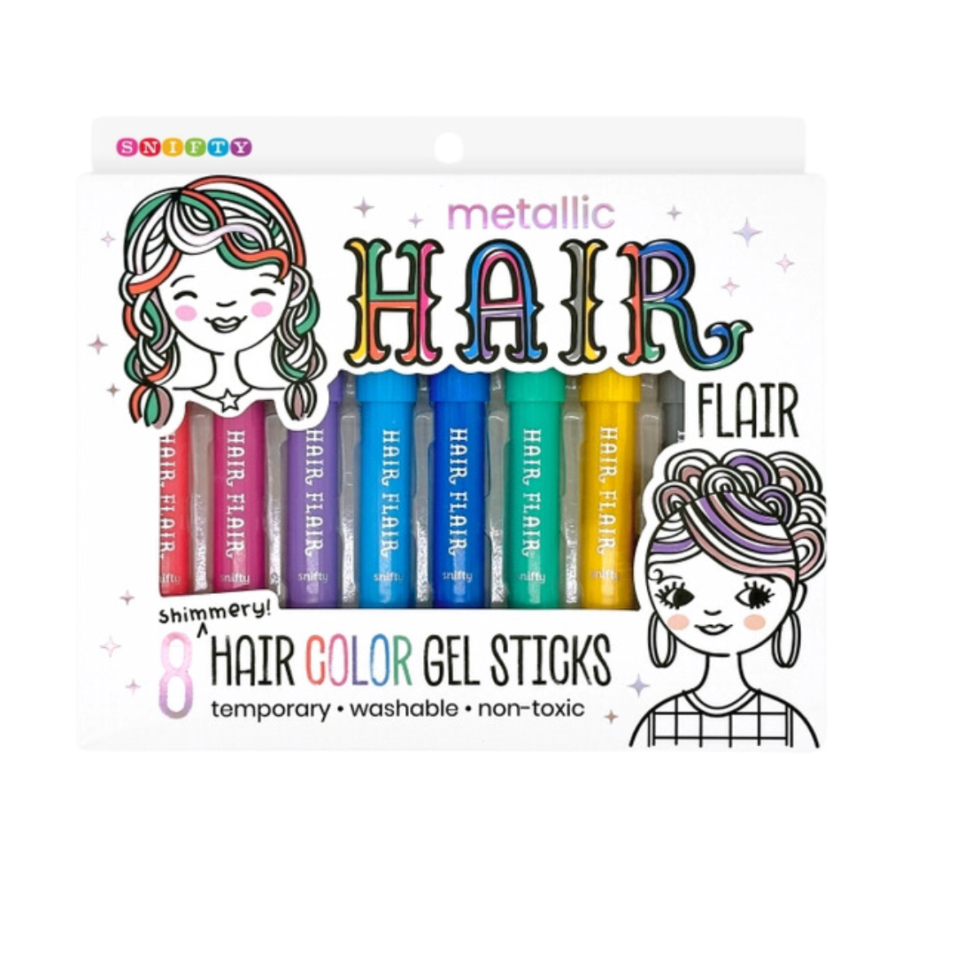 Hair Flair Metallic Shimmery Hair Color Gel Sticks Set of 8