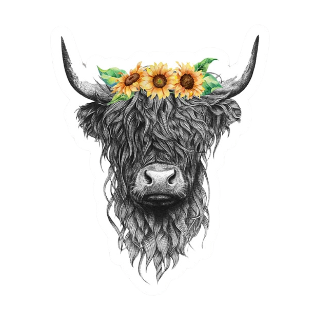 Highland Cow Vinyl Sticker Black