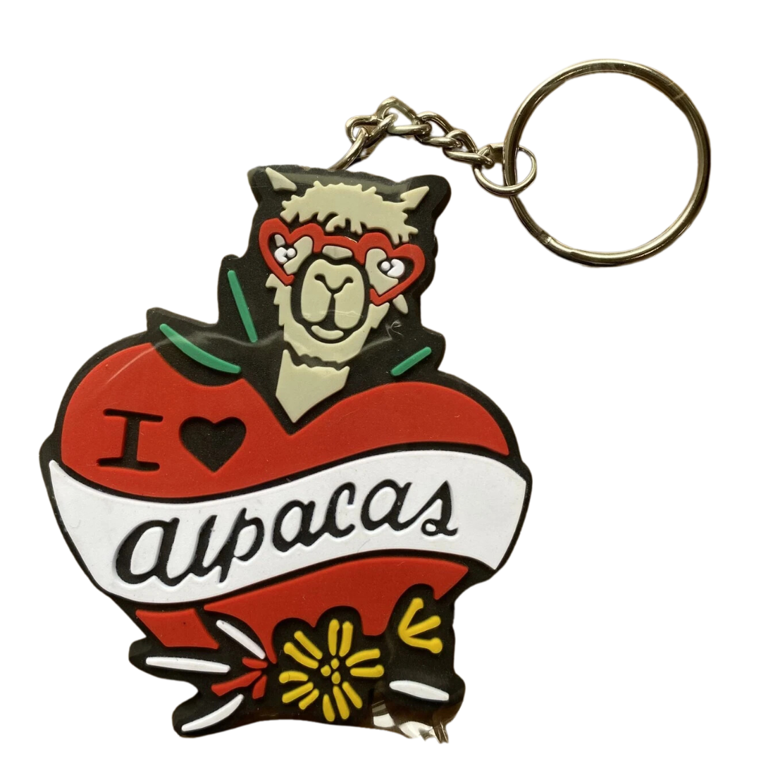 I Love Alpacas 3D Rubber Keychain