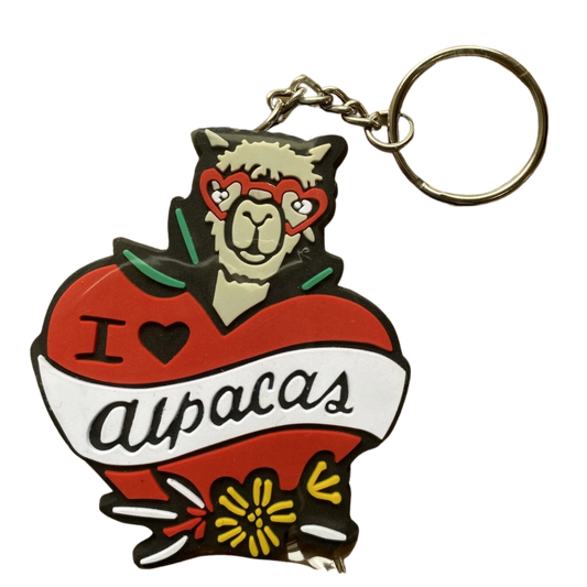 I Love Alpacas 3D Rubber Keychain