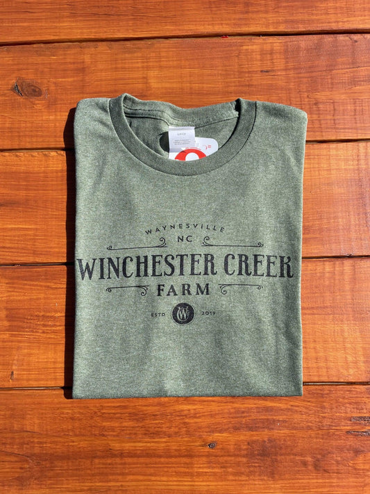 WCF Logo Custom Heather Green T-Shirt With Black Lettering