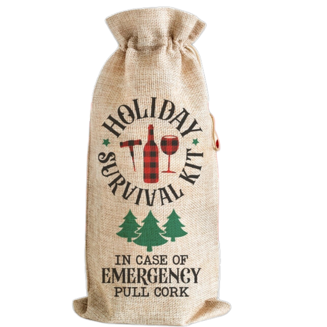 In Case of Emergency Holiday Wine Gift Bag