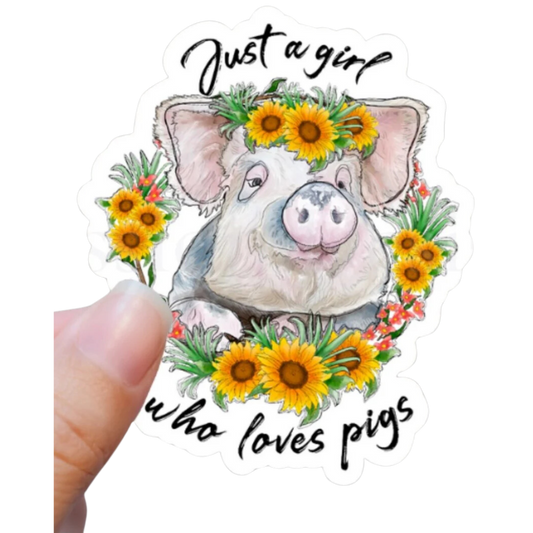 Just A Girl Who Loves Pigs Vinyl Sticker