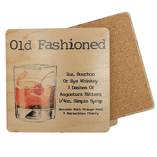 Wooden Coaster with old fashioned recipe-Winchester Creek Farm