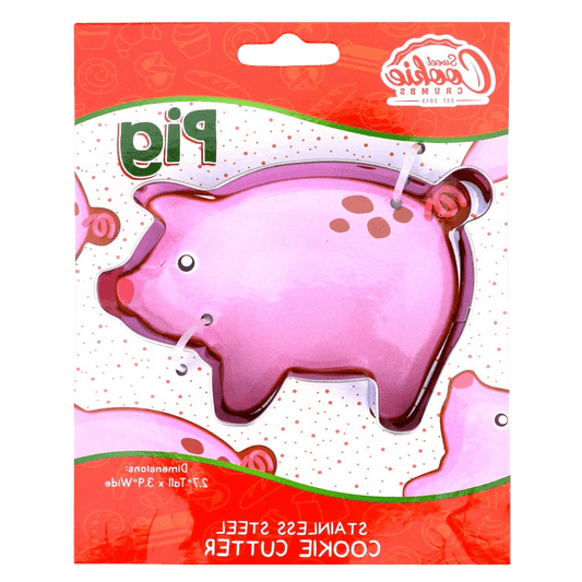 Pig shaped stainless steel cookie cutter in package-Winchester Creek Farm