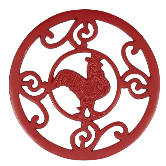 Red Rooster Scroll Trivet