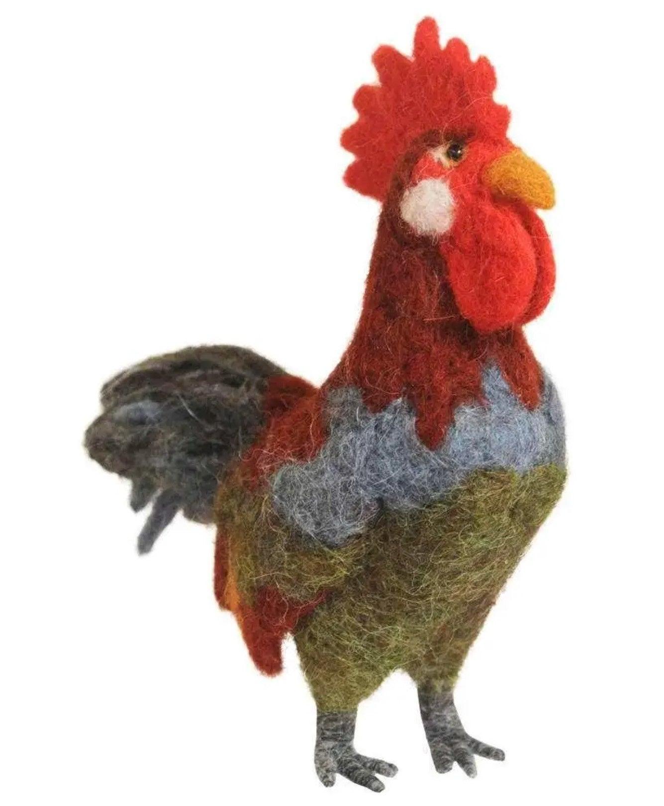 Alpaca Needle Felted Rooster Sculpture