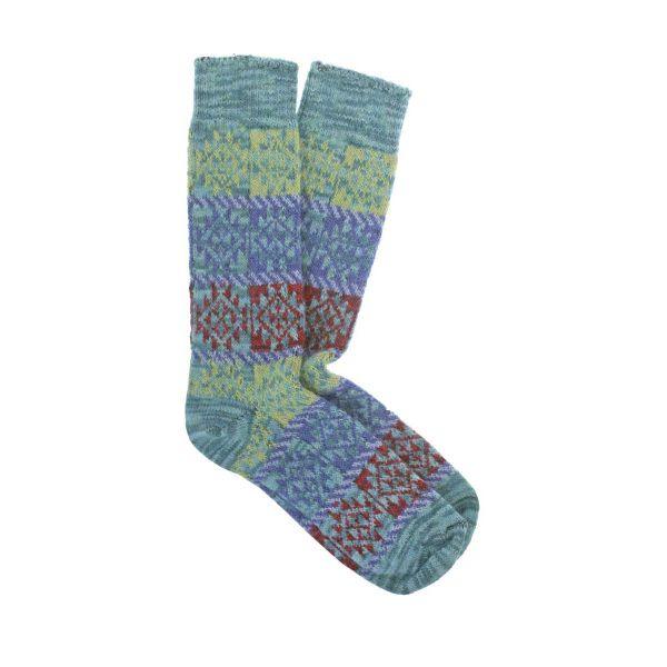 Santa Fe Teal Alpaca Unisex Socks Medium