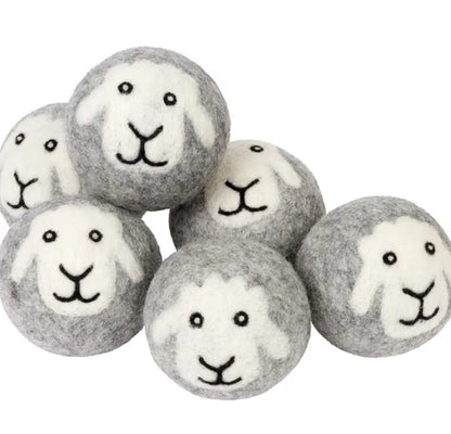 Smiling Sheep Hand Felted Wool Dryer Balls - Gray & White