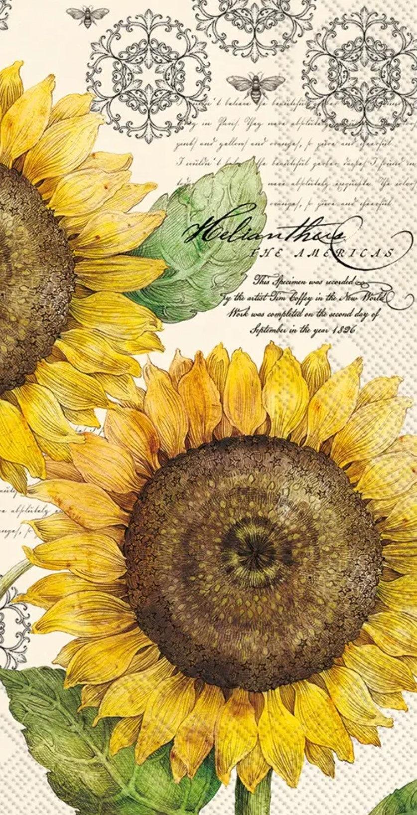 Paper Guest Towel Napkins-Botanical Sunflower