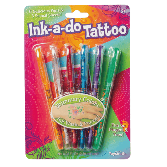 Washable Tattoo Pens Set – 6 Colors with Stencils for Kids