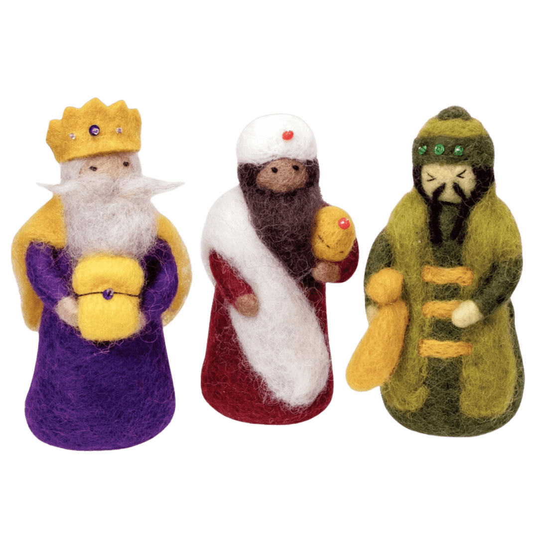 Three Wise Men Wool Felted 3 Piece Nativity