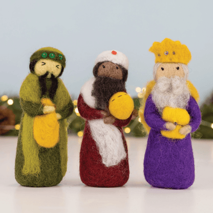 Three Wise Men Wool Felted 3 Piece Nativity