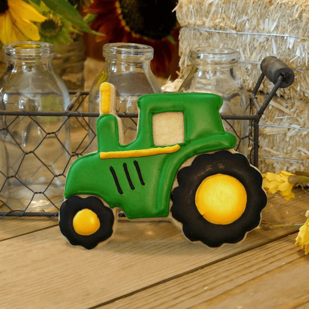 Tractor shaped, iced and decorated, cookie-Winchester Creek Farm