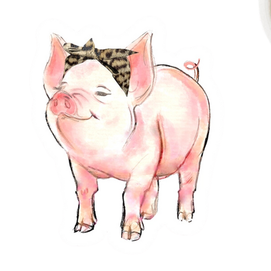 Watercolor Pig Vinyl Sticker